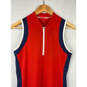 Adidas Womens Sleeveless Golf Polo Shirt S Red/Navy Anthem Country Club
